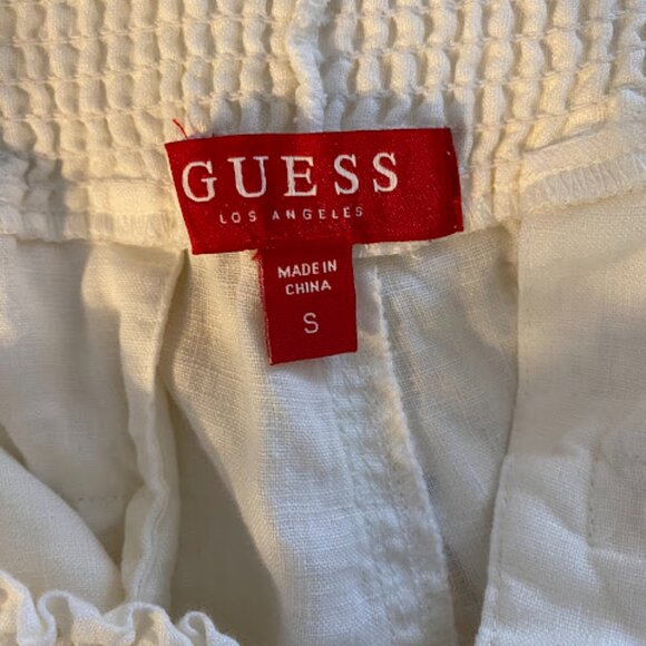 GUESS White Linen Women's Drawstring Relaxed Pants Size S - Picture 11 of 11